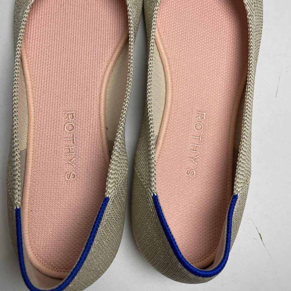 Rothys The Flat Light Gold Metallic Womens Size 9.5 Round Toe Comfort - Picture 6 of 8